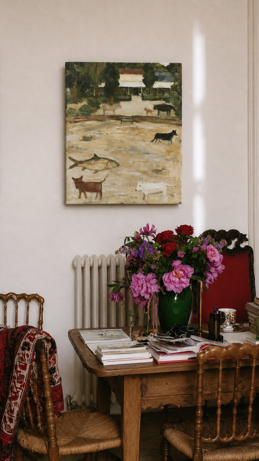 Finished interior composition with product
